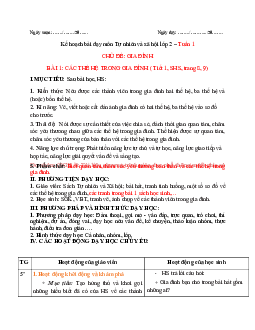 Giáo án Tự nhiên và xã hội 2 sách Chân trời sáng tạo (Cả năm)| Bài 1