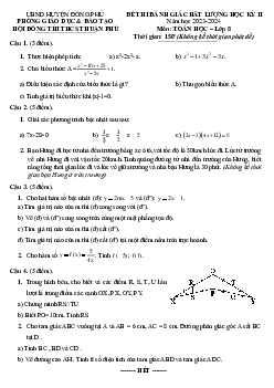 Đề thi học kỳ 2 Toán 8 năm 2023 – 2024 trường THCS Thuận Phú – Bình Phước
