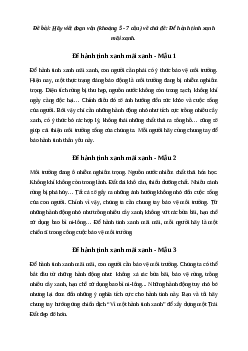 Văn mẫu lớp 6: Đoạn văn về chủ đề Để hành tinh xanh mãi xanh (9 mẫu) | Kết nối tri thức