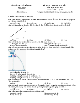 Đề thi học kỳ 1 Vật lí 10 Sở GD Bắc Ninh 2023-2024 có đáp án