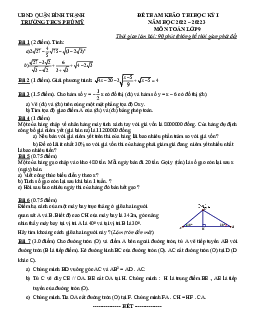 Đề tham khảo cuối kỳ 1 Toán 9 năm 2022 – 2023 trường THCS Phú Mỹ – TP HCM
