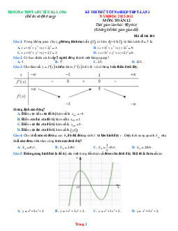 Đề thi thử TN năm 2023 môn Toán chuyên Hạ Long lần 1