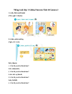 Tiếng Anh lớp 3 Global Success Unit 10 Lesson 2