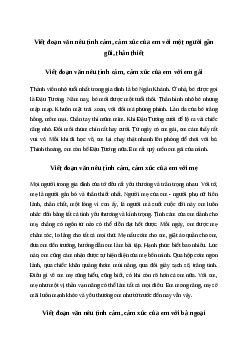 Viết đoạn văn nêu tình cảm, cảm xúc của em với một người gần gũi, thân thiết Tiếng việt 4 Chân trời sáng tạo