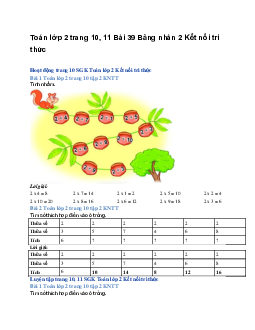Toán lớp 2 trang 10, 11 Bài 39 Bảng nhân 2 | Kết nối tri thức