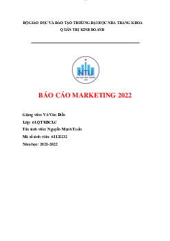 Bản kế hoạch Marketing của Tập Đoàn Trung Nguyên 2022 | Trường đại học Nha Trang