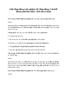 Giải Hoạt động trải nghiệm 10: Hoạt động 3 chủ đề 2 Kết Nối Tri Thức