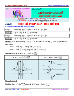 Một số phép biến đổi đồ thị hàm số – Lê Bá Bảo Toán 12