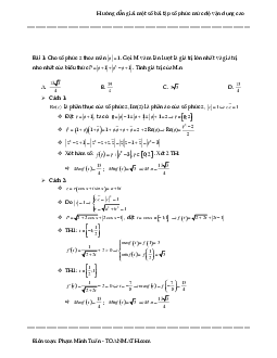 Hướng dẫn giải một số bài tập số phức mức độ vận dụng cao – Phạm Minh Tuấn Toán 12