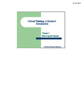 Critical Thinking: Chapter 3 - Basic Logical Concepts Overview (2019) | Môn Advanced Grammar - Trường Đại học Quốc tế, Đại học Quốc gia Thành phố Hồ Chí Minh