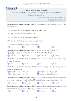 Tuyển tập mũ và logarit trong các đề thi thử môn Toán 2018 có đáp án – Nguyễn Nhanh Tiến (Phần 1)
