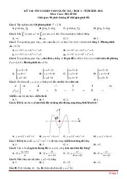Đề Thi Tốt Nghiệp THPT Môn Toán 2021 Đợt 1 Có Đáp Án Và Lời Giải Chi Tiết-Mã Đề 101