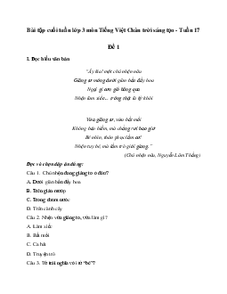 Bài tập cuối tuần lớp 3 môn Tiếng Việt Chân trời sáng tạo - Tuần 17