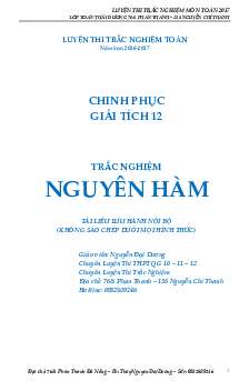Bài tập trắc nghiệm nguyên hàm – Nguyễn Đại Dương Toán 12