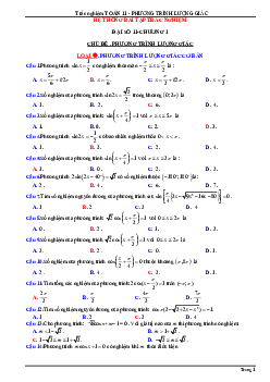Bài tập trắc nghiệm phương trình lượng giác môn Toán lớp 11 (có đáp án)