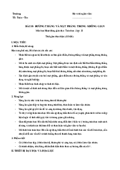 Bài 10: Đường thẳng và mặt phẳng trong không gian - Giáo án Toán 11 Kết nối tri thức
