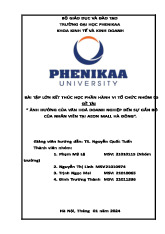 Ảnh hưởng của văn hoá doanh nghiệp đến sự gắn bó của nhân viên tại Aeon Mall Hà Đông | Bài tập lớn kết thúc học phần Hành vi tổ chức | Trường Đại học Phenikaa