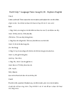 Giải Tiếng Anh 7 Unit 8: Language Focus | Explore English