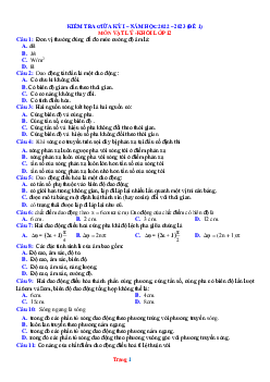 Đề thi giữa học kỳ 1 Vật lí 12 năm 2022-2023 có đáp án-Đề 1