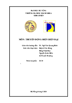 Báo cáo Bài tập lớn môn Truyền động điện hiện đại | Trường Đại học Bách Khoa, Đại học Đà Nẵng