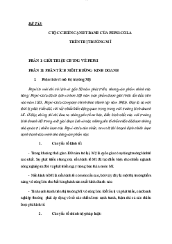 Tiểu luận "Chiến tranh lạnh của Pepsi - Cola trên thị trường Mỹ"