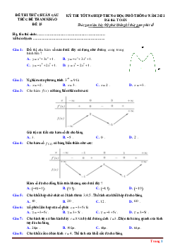 Đề ôn thi TNTHPT môn Toán 2021 chuẩn cấu trúc đề minh họa -Đề 15 (có lời giải chi tiết và đáp án)