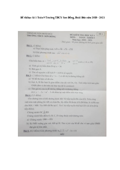 Đề thi học kì 1 Toán 9 Trường THCS Sơn Đồng, Hoài Đức năm 2020 - 2021