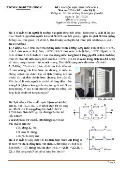 Đề thi chọn học sinh giỏi lớp 9 năm 2020-2021 môn vật lý 9 Phòng GD Thanh Oai (có lời giải)