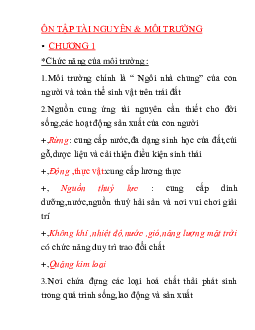 Ôn tập Tài nguyên và Môi trường | Học viện Nông nghiệp Việt Nam