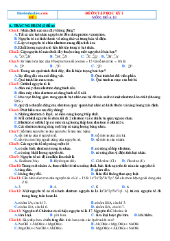 Đề 1 kiểm tra cuối học kỳ 1 Hóa 10 chân trời sáng tạo (có đáp án)