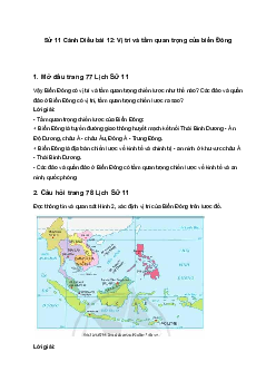 Sử 11 Cánh Diều bài 12: Vị trí và tầm quan trọng của biển Đông