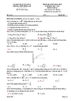 Đề thi giữa học kì 2 Toán 11 năm 2023 – 2024 trường THPT Bình Sơn – Quảng Ngãi