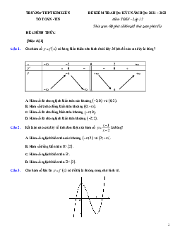 Đề kiểm tra học kỳ 1 Toán 12 năm 2021 – 2022 trường THPT Kim Liên – Hà Nội