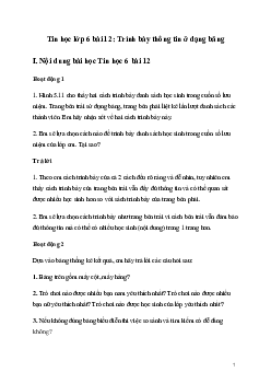Giải Tin học 6 Bài 12: Trình bày thông tin ở dạng bảng | Kết nối tri thức