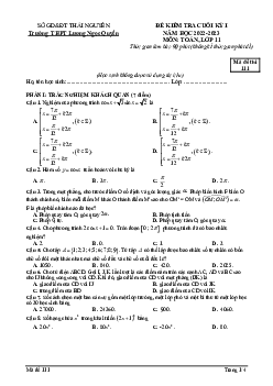 Đề cuối học kỳ 1 Toán 11 năm 2022 – 2023 THPT Lương Ngọc Quyến – Thái Nguyên