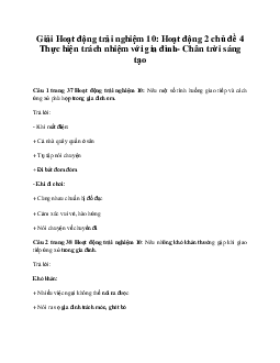 Giải Hoạt động trải nghiệm 10: Hoạt động 2 chủ đề 4 Chân Trời Sáng Tạo