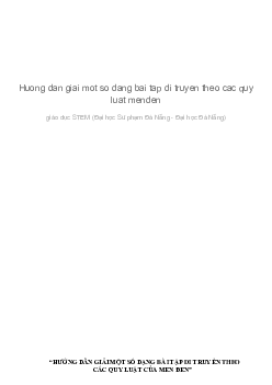 Hướng dẫn giải một số dạng bài tập di truyền theo quy luật menden