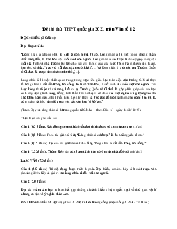 Đề thi thử THPT Quốc gia môn Ngữ Văn  năm 2021 - Đề 12 (có đáp án)