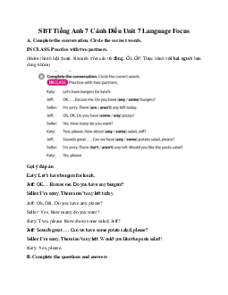 SBT Tiếng Anh 7 Cánh Diều Unit 7 Language Focus