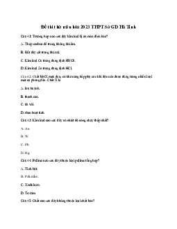 Đề thi thử THPT Quốc gia năm 2023 môn Hóa học Sở GD&ĐT Hà Tĩnh (có đáp án)