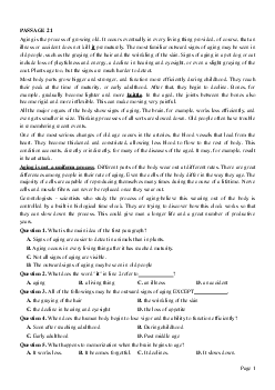 PASSAGE 21_Theme 6. Health and Lifestyles (Sức khỏe và lối sống)