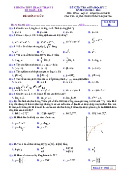 Đề thi giữa kỳ 2 Toán 11 năm 2023 – 2024 trường THPT Thạch Thành 1 – Thanh Hóa