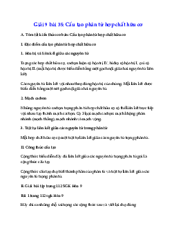 Giải Hóa 9 bài 35: Cấu tạo phân tử hợp chất hữu cơ