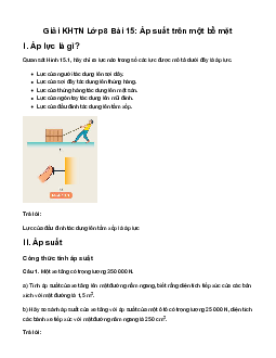 Giải KHTN 8 Bài 15: Áp suất trên một bề mặt | Kết nối tri thức