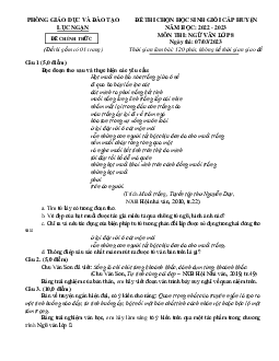 Đề thi chọn HSG Ngữ văn 8 huyện Lục Ngạn 2022-2023 (có đáp án)