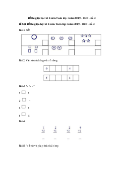 Đề thi giữa học kì 1 môn Toán lớp 1 năm 2019 - 2020 - Đề 2