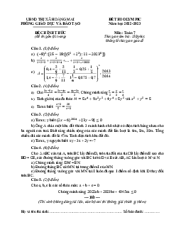 Đề thi Olympic Toán 7 năm 2022 – 2023 phòng GD&ĐT Hoàng Mai – Nghệ An