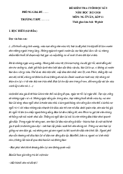 Đề thi học kì 1 môn Ngữ văn 11 năm 2023 - 2024 sách Kết nối tri thức với cuộc sống | đề 1