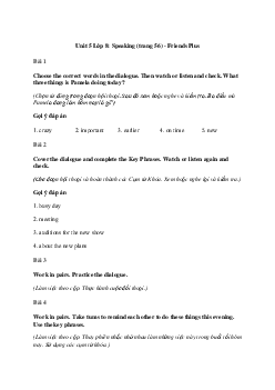 Giải Tiếng Anh 8 Unit 5: Speaking | Friends Plus