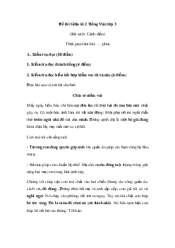 Đề thi giữa học kì 2 môn Tiếng Việt 3 năm 2023 - 2024 (Đề 3) | Cánh diều